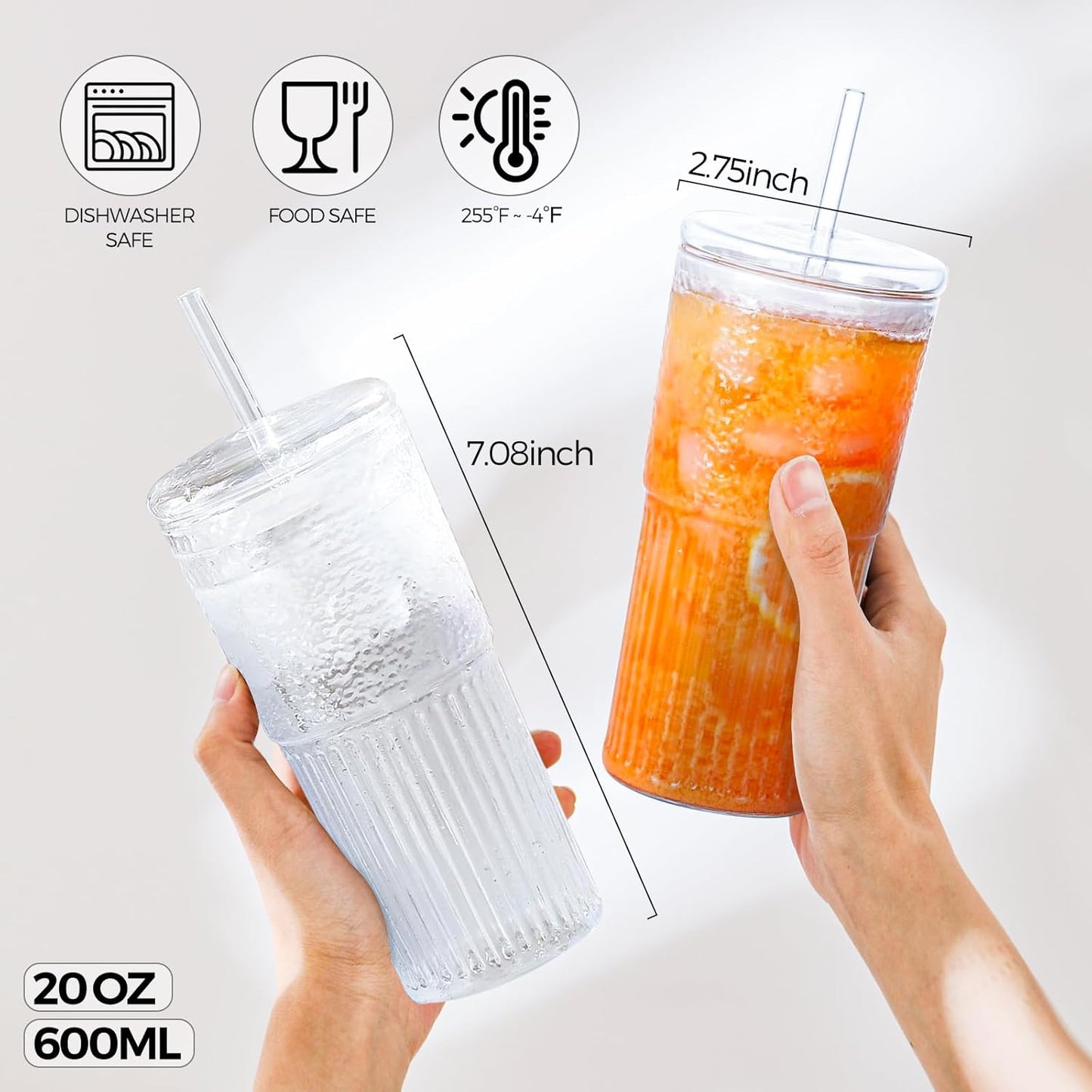 600ML stripe glass coffee cup