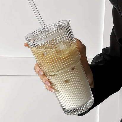 600ML stripe glass coffee cup