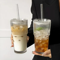 600ML stripe glass coffee cup